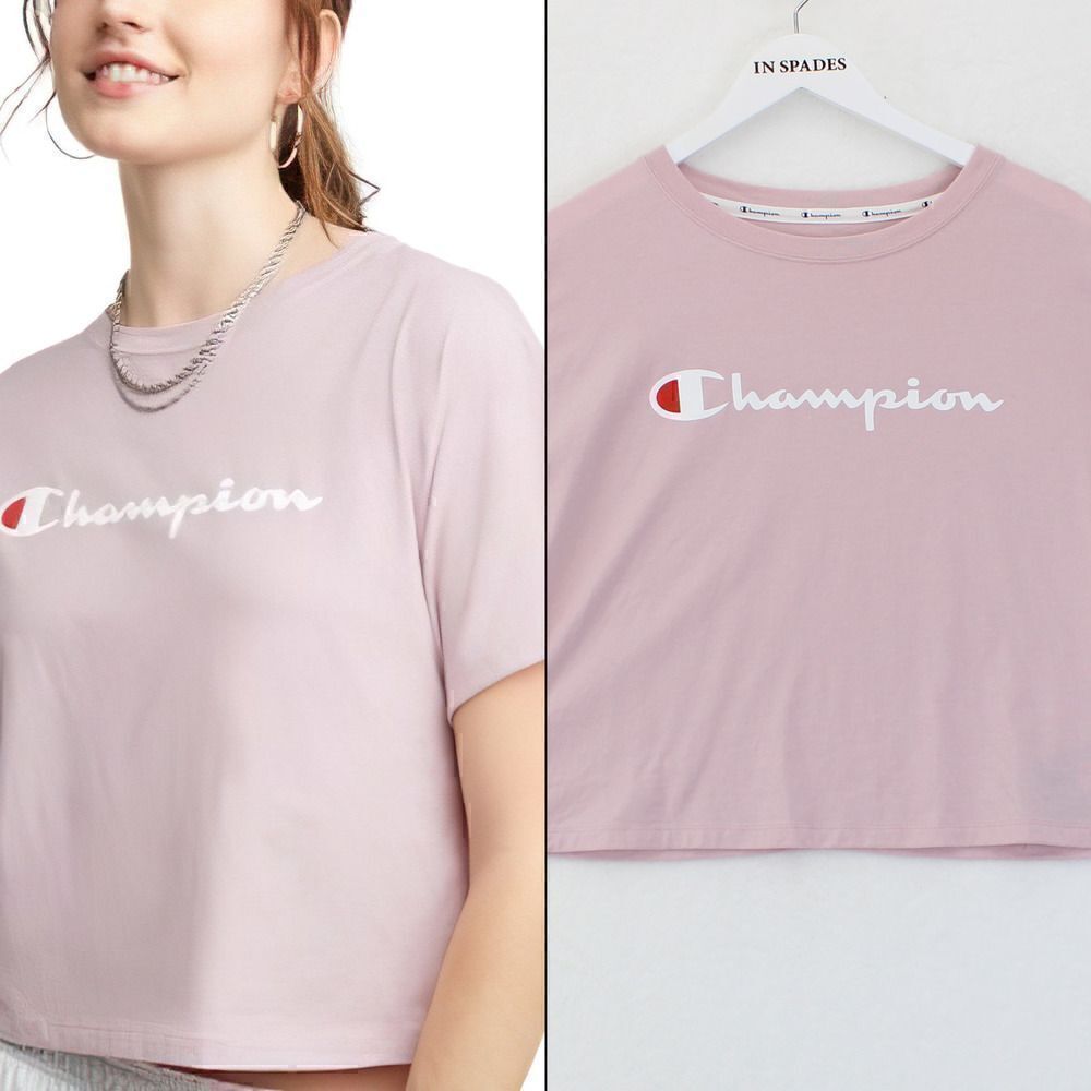Champion Logo Cropped T-Shirt Hush Pink